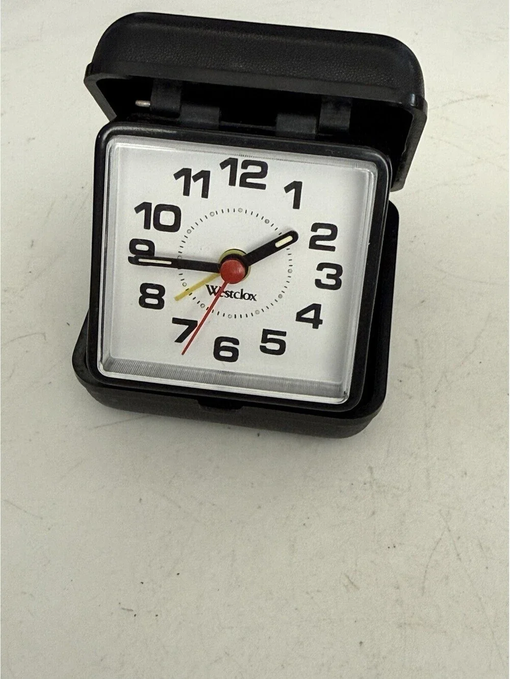 Westclox Travelite Quartz Analog Battery Clock Compact Folding Travel Case